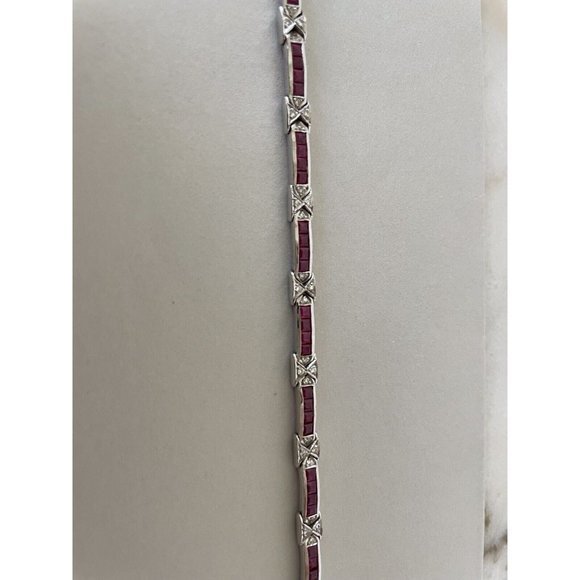 18K White Golf bracelet with Ruby & Diamond from Thailand. - Picture 2 of 12